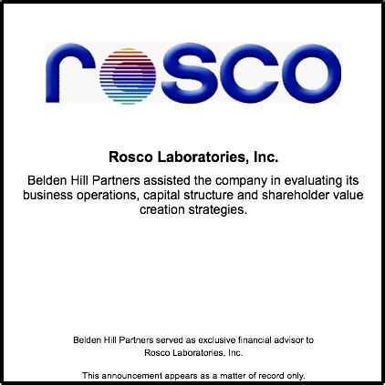 Rosco laboratories - My favorite thing about working at Rosco, however, is the close relationships I have formed with my colleagues around the world. Steve Ramos – Sales Manager - EMEA. Rosco is about nurturing relationships. Whether you’re an employee or a customer, Rosco’s focus is on your growth and success. Tyrell Foster – Sales and Marketing Coordinator. 